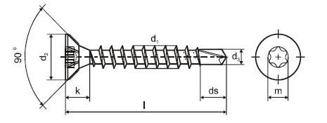 Șurub autoperforant ZH T 6 dr. 4,0 x 60 ZZ pentru lemn TORX