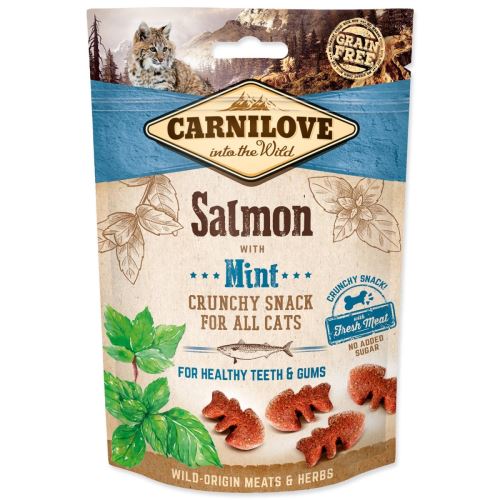 CARNILOVE Cat Crunchy Snack somon cu mentă cu carne proaspătă 50 g