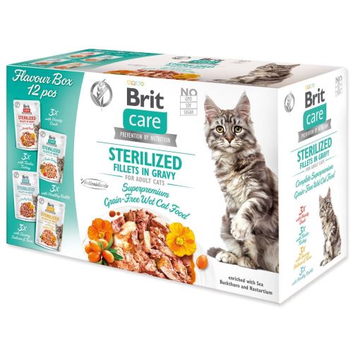 BRIT Care Cat Flavour box Filet sterilizat în sos 4 x 3 buc 1020 g