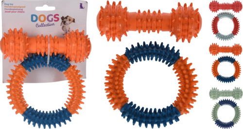 Set de jucării pentru câini din 2 bucăți CIRCLE 12x2,5cm și PINKA 14x5cm, din plastic, amestec de culori