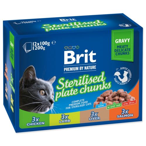 BRIT Premium by Nature pentru pisici STERILISED PLATE CHUNKS 12x 100 g