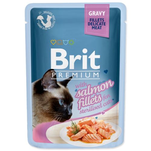 BRIT Premium Cat Fileuri delicate în sos cu somon pentru pisici sterilizate 85 g