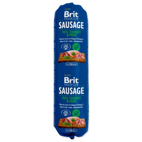 BRIT Premium Dog Sausage Turcia și mazăre 800 g