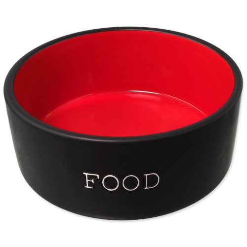 DOG FANTASY castron ceramic negru-roșu FOOD 16 x 6,5 cm 850 ml