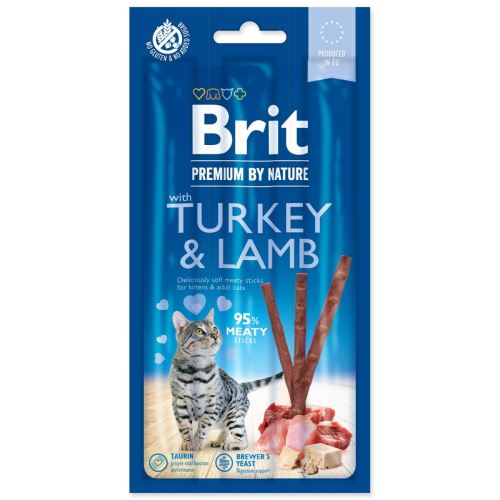 BRIT Premium by Nature Bețișoare pentru pisici cu curcan și miel 3 buc.