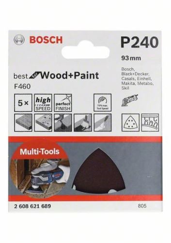 BOSCH Hârtie abrazivă F460 BfWP, G240, 93 mm (5 bucăți) 2608621689