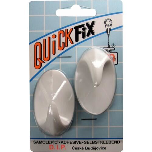 Cârlig de plastic alb QUICK FIX autoadeziv oval (2 buc.) 6796