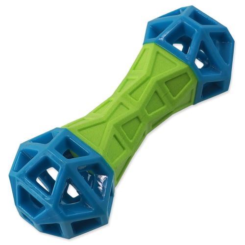 Jucărie DOG FANTASY os cu modele geometrice fluierând verde-albastru 18 cm