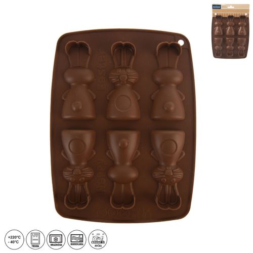 Mucegai de ciocolată Iepurași de ciocolată 6pcs 24x18x2cm silicon maro