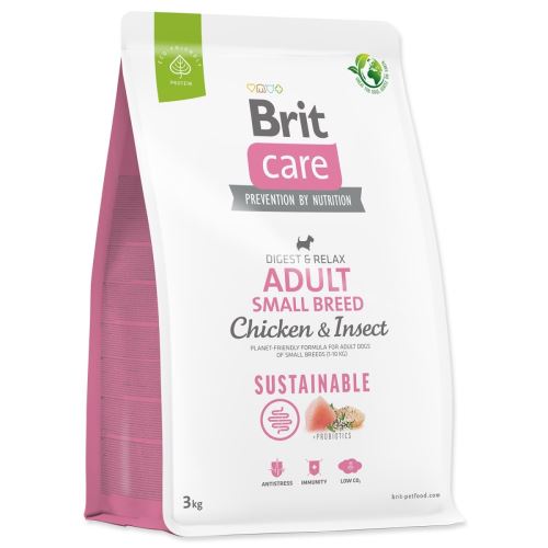 Brit Care Dog Sustainable Adult Small Breed Pui și insecte 3kg