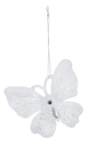 Crăciun fluture decorare 11cm plastic alb (2buc)