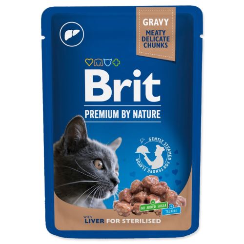 BRIT Premium Chunks în sos cu ficat pentru pisici sterilizate 100 g
