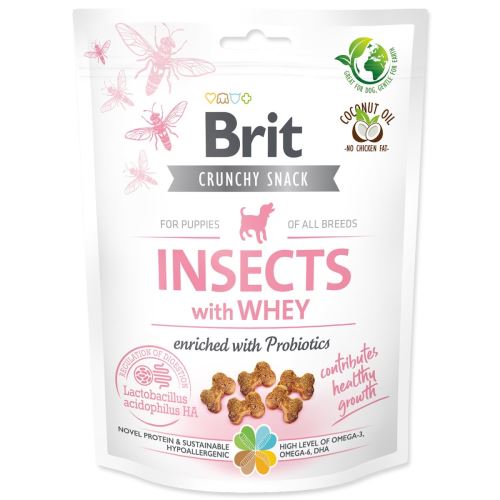 Brit Care Dog Crunchy Cracker. Insecte cu zer îmbogățit cu Probiotice 200 g