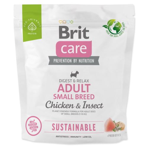 Brit Care Dog Sustainable Adult Small Breed Pui și insecte 1kg