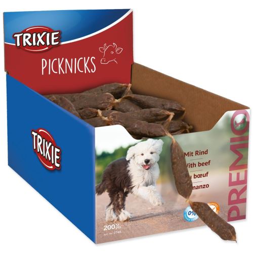 Tratează câinele Premio Picknicks cârnați de carne de vită 8 cm / 8 g 200 buc.