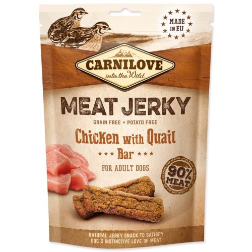 CARNILOVE Jerky Snack Carnea de pui cu prepeliță Bar 100 g