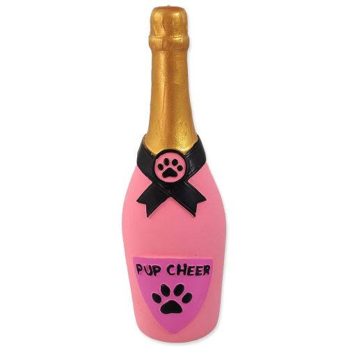 Jucărie DOG FANTASY Sticlă de șampanie din latex cu sunet roz 16,5 cm