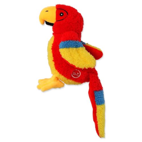 Jucărie DOG FANTASY Jucărie reciclată Papagal cu coadă zbârnâitoare 23 cm