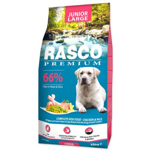 Rasco Premium Junior Large Pui cu orez 15 kg