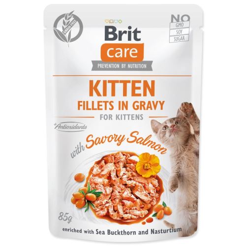 BRIT Care Cat Kitten Fillets în sos cu somon savuros 85 g