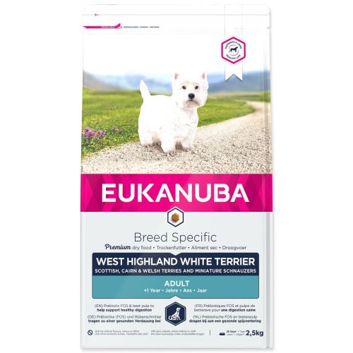 Hrăniți EUKANUBA West High. Terrier alb 2,5kg