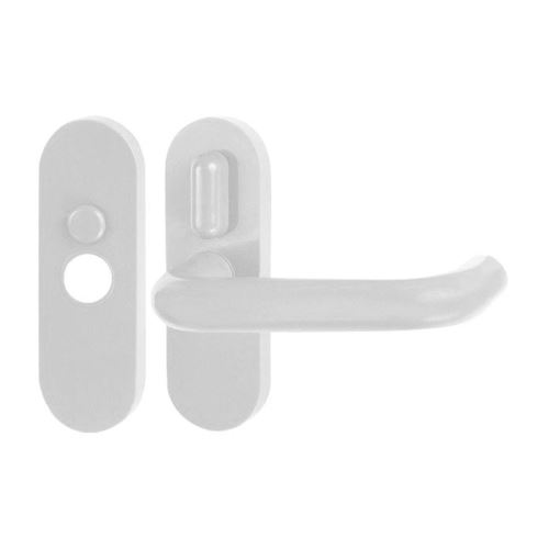 Mâner de ușă din plastic cu pârghie albă