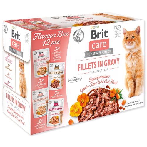 BRIT Care Cat Cat Flavour box Filet în sos 4 x 3 buc 1020 g