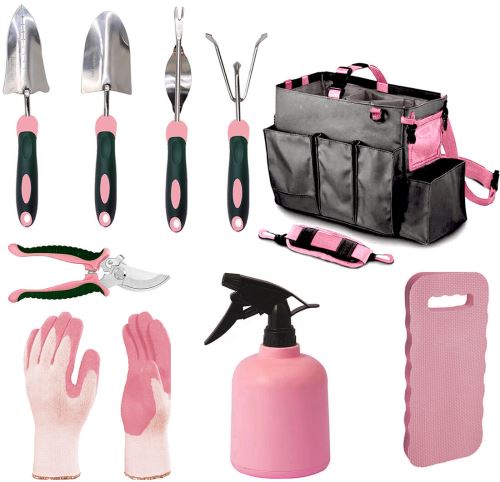 Set de unelte de grădină pentru femei 9 piese, roz