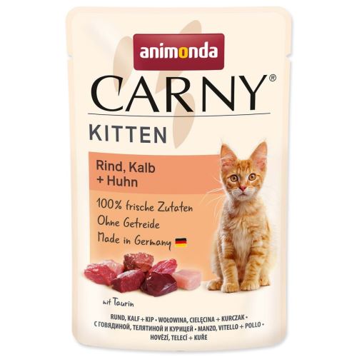 Carny Kitten - carne de vită, vițel + pui 85 g