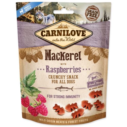 CARNILOVE Snack crocant pentru câini Macrou cu zmeură cu carne proaspătă 200 g