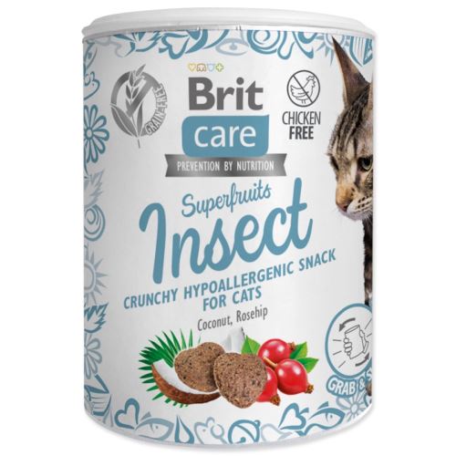 BRIT Care Cat Snack Superfruits Insect cu ulei de cocos și măceșe 100 g
