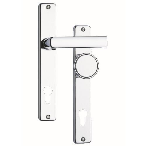 Mâner de ușă + bilă cu protecție pentru inserție, 90mm, crom - oțel inoxidabil, 804