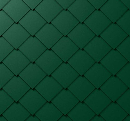 Șablon PREFA pliat/fațadă, 44 x 44 mm stuc, verde mușchi P10 / pachet 8 m2