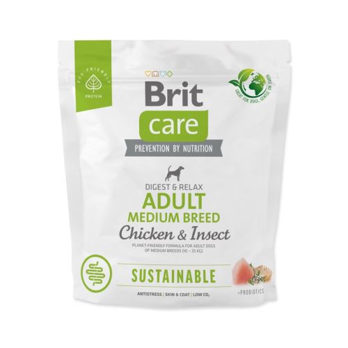 Brit Care Dog Sustainable Adult Medium Breed Pui și insecte 1kg