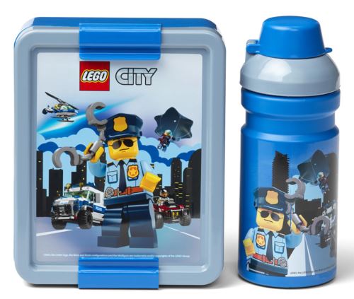 Cutie pentru gustări 20x17,3x7,1cm + sticlă 390ml,PP+ silicon Set LEGO CITY 2 piese
