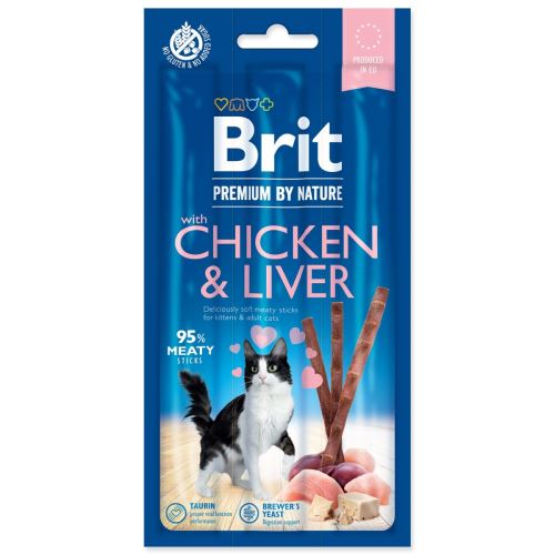 BRIT Premium by Nature Batoane pentru pisici cu pui și ficat 3 buc.