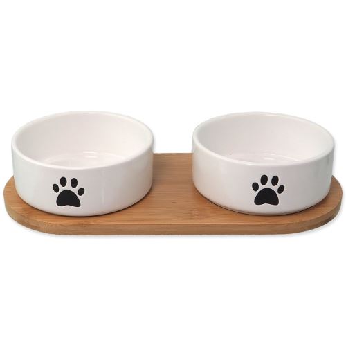 Set DOG FANTASY boluri ceramice DOG FANTASY cu suport pentru paw alb 2x 13 x 5,5 cm 400 ml