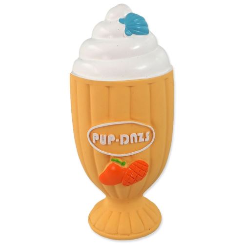 Jucărie DOG FANTASY Cupa de înghețată din latex cu sunet portocaliu 15 cm