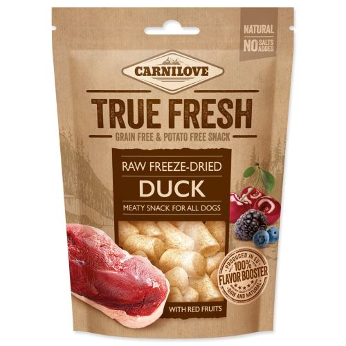 CARNILOVE True Fresh gustare liofilizată DUCK cu 5 fructe roșii 40 g