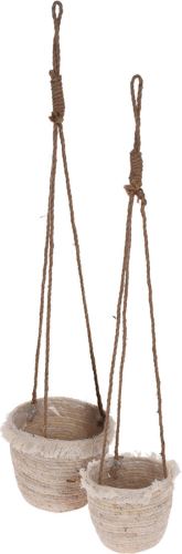 Ghiveci decorativ, suspendat, set de 2 (18cm,22cm) natural