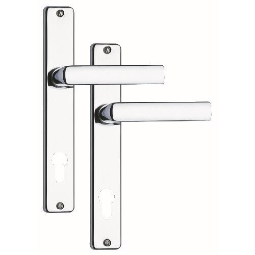 Mâner + mâner de ușă cu protecție pentru inserție, 90mm, crom - oțel inoxidabil, 804
