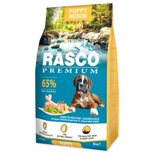 Rasco Premium Puppy Medium Pui cu orez 3kg