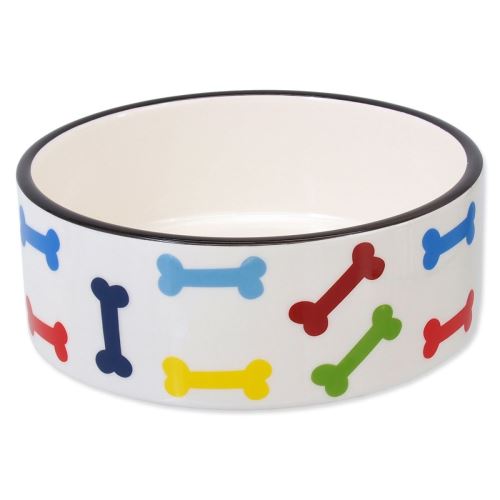 DOG FANTASY castron din ceramică imprimare ceramică colorat os alb 15,5 cm 0,79 l