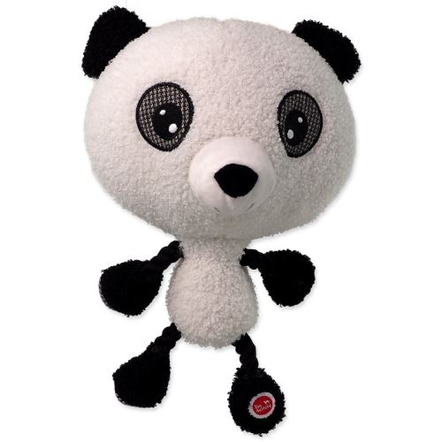Jucărie DOG FANTASY Cap mare panda de pluș cu cap mare și scârțâitor 30 cm