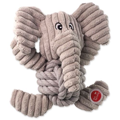 Jucărie DOG FANTASY Safari elefant cu nod fluierând 18 cm