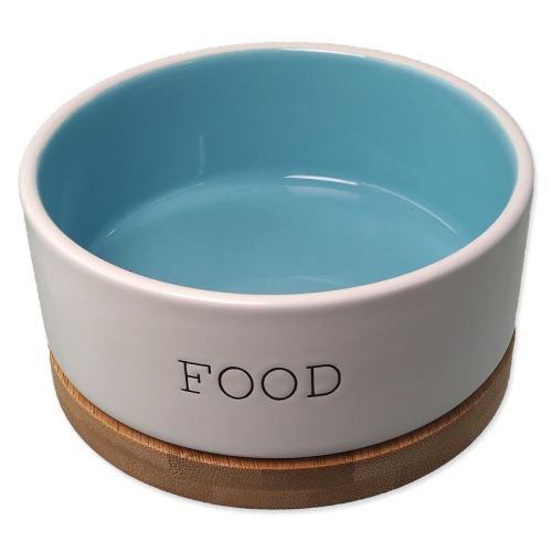 DOG FANTASY castron ceramic alb-albastru FOOD cu suport pentru pahare 13 x 5,5 cm 400 ml