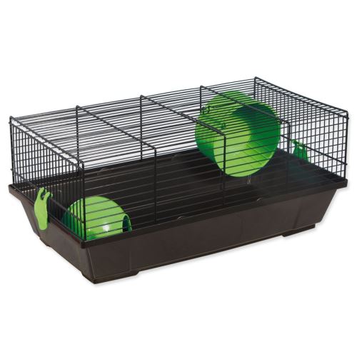 Cușcă SMALL ANIMALS Viktor negru cu echipament verde 1 buc