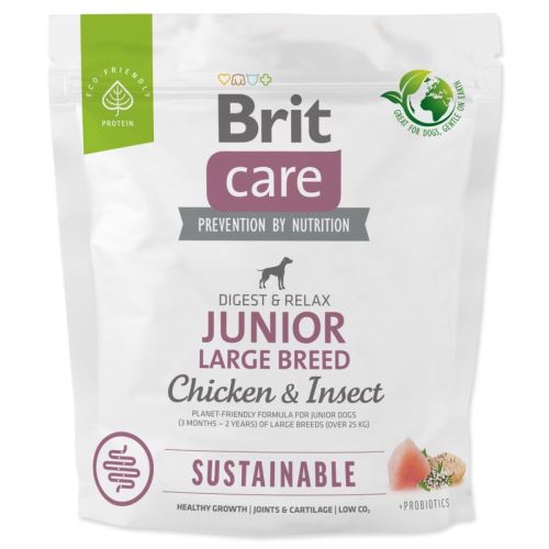 Brit Care Dog Sustainable Junior Large Breed Pui și insecte 1kg