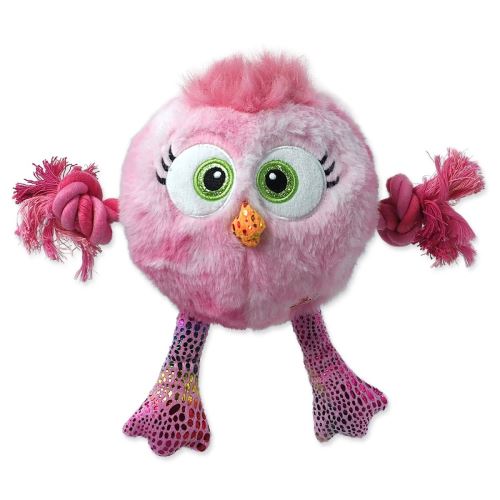 Jucărie DOG FANTASY MONSTRY Monsters pui roz cu frânghii și noduri scârțâitoare 15 cm